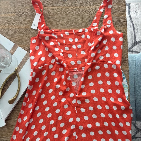 NWT AFRM Orange Polka Dot Dress Sz L - Picture 7 of 8